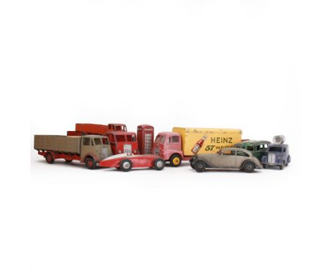Sixteen mid 20th century and later Dinky diecast models, including Heinz Guy Warrior, Massey Harris tractor and manure spread