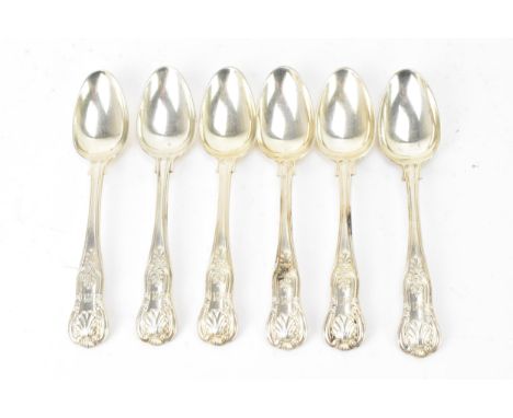 A Victorian set of six silver teaspoons by Elizabeth Eaton, hallmarked London 1852, in the Kings pattern, engraved with initi