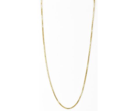 A 9ct yellow gold box link chain necklace, having a spring ring clasp, stamped 375, 55cm, 12.4 grams 