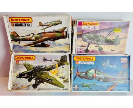 Matchbox Model Kits 4x 1/72 Scale Model Kits inc German &amp; RAF Aircraft to include a JU 87 Stuka among others All Boxed