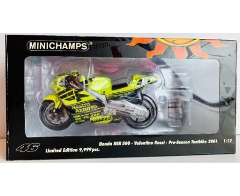 Minichamps 1/12 Scale 122 016946 Honda NSR 500 Valentino Rossi Pre Season Testbike 2001 Boxed