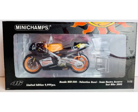 Minichamps 1/12 Scale 122 006186 Honda NSR 500 Valentino Rossi Team Nastro Azzurro Test Bike 2000 Ltd Ed Boxed