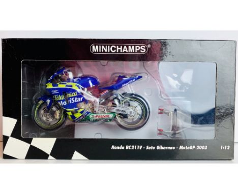 Minichamps 1/12 Scale 122 037115 Honda RC211V Sete Gibernau Moto GP 2003 Hand Signed with Certificate of Authenticity No. 105