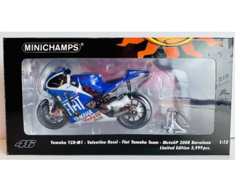 Minichamps 1/12 Scale 122 083096 Yamaho YZ M1 Valentino Rossi Fiat Yamaha MotoGP 2008 Barcelona Limited Edition Boxed