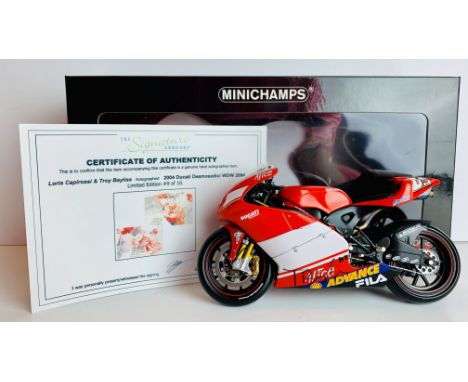 Minichamps 1/12 Scale 123 041465 Ducati Loris Capirossi hand signed by Loris Capirossi &amp; Troy Bayliss with Certificate of