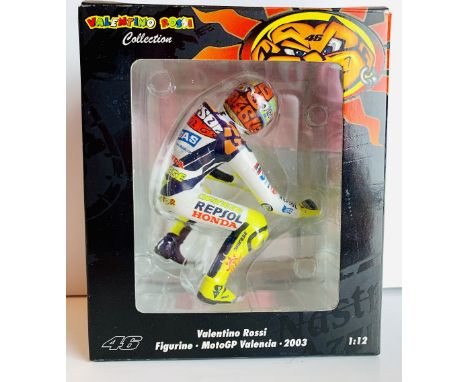 Minichamps 1/12 Scale 312 030186 Figurine Riding Valentino Rossi MotoGP Valencia 2003 Boxed