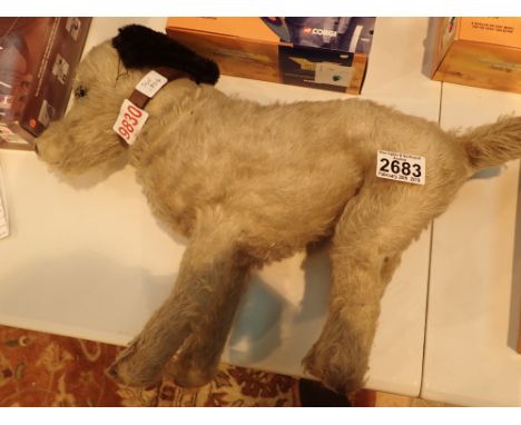 Vintage stuffed Terrier dog with glass eyes L: 45 cm
