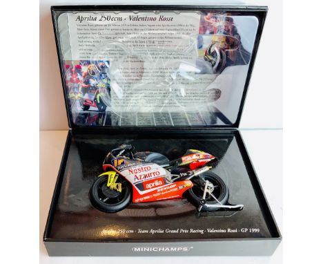 Minichamps 1/12 Scale 122 990086 Aprilla 250 CCM Team Aprilla Grand Prix Racing Valentino Rossi GP 1999 Boxed