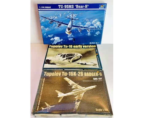 Trumpeter Model Kits 3x 1/144 Scale TU-95MS Bear &amp; 2x Tupolev TU-16K Russian Air Force Model Kits All Boxed