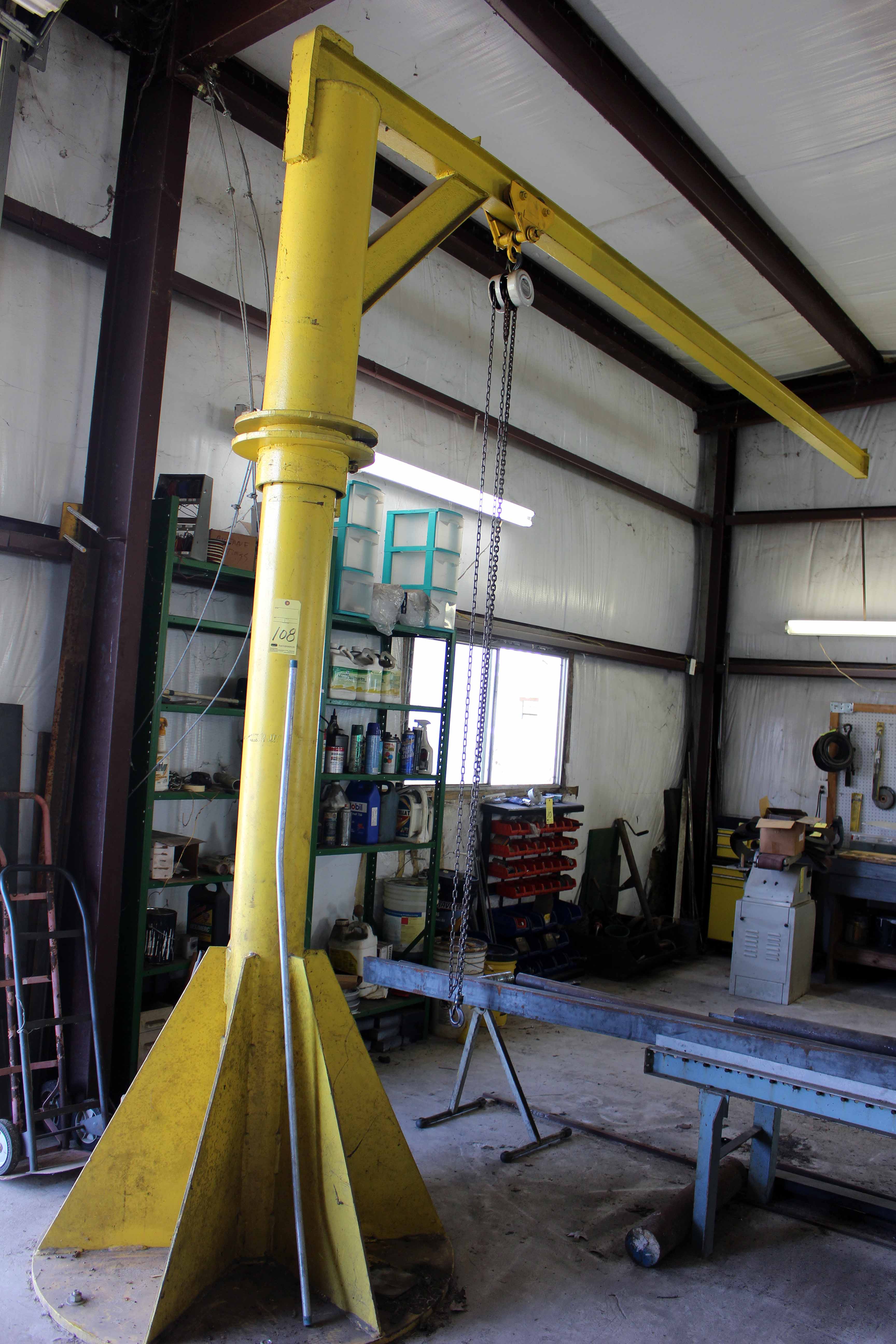 { Choice of lots 107,108 } PEDESTAL JIB CRANE, 12' ht. x 17' reach, 1