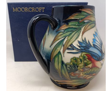 A modern Moorcroft Pottery ug, decorated a kingfisher, boxed