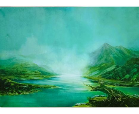 20th century, Syrian school, a landscape, oil on canvas, by Bashar Daghistani, 86 x 123 cm, unframed