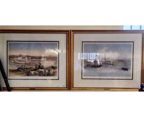 A David Roberts lithograph, General View of the Island of Philae, Nubia, 39.5 x 54 cm, another, General View of the Ruins of 