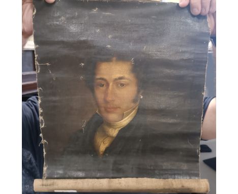 19th century, portrait of a gentleman, oil on canvas, 50 x 39 cm, unframed and rolledInside a small tube