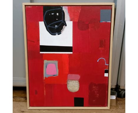 20th century, English school, abstract, mixed media on board, 52 x 40 cm, and Camilla Redfern, abstract, mixed media on canva