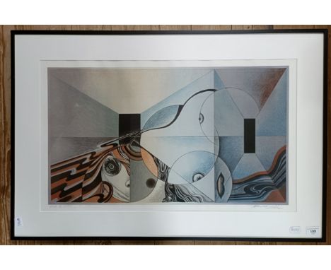 20th century, English school, abstract, limited edition print, artist's proof, indistinctly signed in pencil, dated 1974, 42 