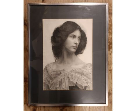 Marjorie Curwen (British 1882 - 1964), a bust portrait of a young lady, charcoal, 52.5 x 36 cm