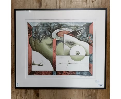 20th century, English school, abstract, limited edition print, artist's proof, indistinctly signed, and dated 1974, 45 x 52 c