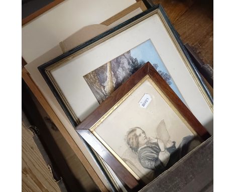 Assorted pictures and prints (box)