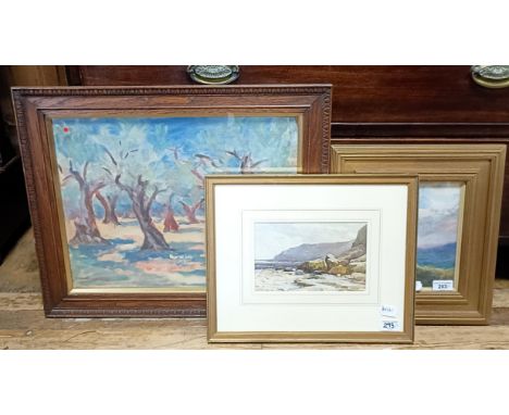 20th century, English school, a woodland scene, oil on board, 35 x 35 cm, C W Adderton, landscape, watercolour, signed, 13 x 
