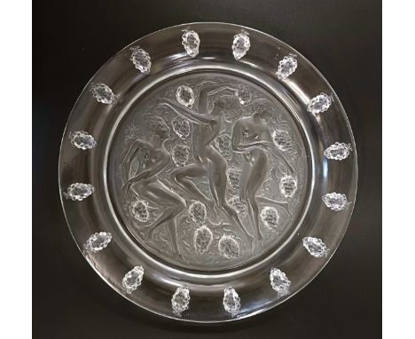 An R Lalique Coat d'Or Bacchantes plate, decorated figures, engraved R Lalique, 40 cm diametergood condition, no visible chip
