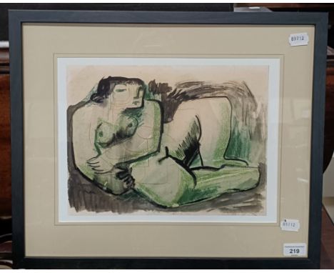 Manner of Henry Moore, a study of a figure, mixed media, 26 x 34 cm