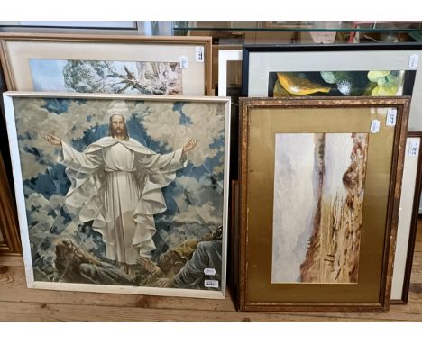 19th century, English school, landscape, watercolour, 24 x 34 cm and assorted other pictures (qty)
