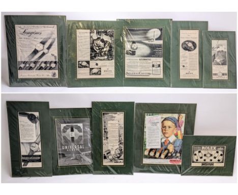 Ten vintage watch advertisements to include adverts for Universal, Rolex, Longines and othersLocation: If there is no conditi