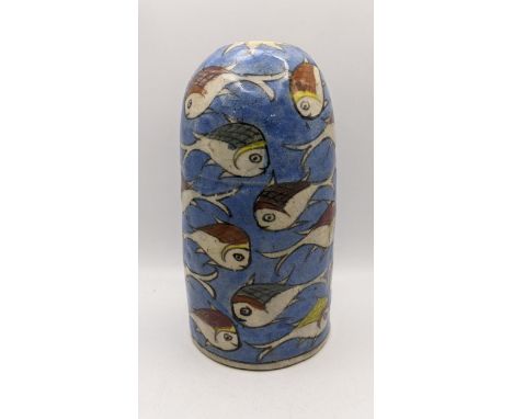 A Persian incense burner vase decorated with fish on a blue ground Location: 2.1If there is no condition report shown, please