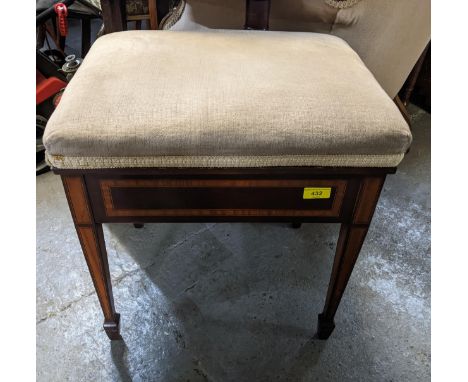 A quanity of mixed small furniture to include a 1920s gout stool with green upholtered seat and back, on rockers; an Edwardia
