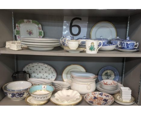 A selection of ceramics and collectables to include to include a hand painted Royal Worcester Monday's Child mug, blue and wh