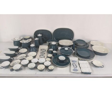 A Poole pottery in Lucullus pattern dinner, part tea/coffee service, some items A/F, to include tureens, tea and coffee pots,
