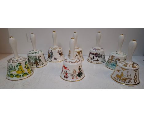 A collection of 8 Hammersley annual bone china bells dating 1973-1980. Location:6.3If there is no condition report, please re