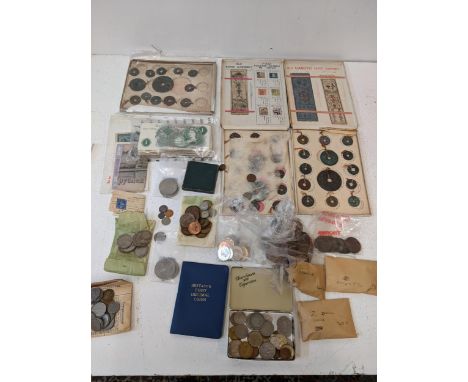 A collection of coins to include three boxed sets of historic Japanese coins and notes, post-war British coinage and others L