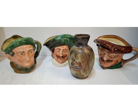 A quantity of late 20th Century ornaments and china to include 3 Royal Doulton Toby jugs, a Dubois pottery 'Waterloo' jug, de