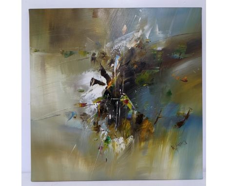 After Mandy Wilkinson (b. Manchester 19970) - a contemporary abstract painting, oil on canvas, signed lower right, 71 x 71cms