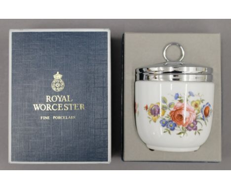 A Royal Worcester jam pot and a Royal Worcester box and cover, both boxed. 