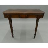 A Victorian mahogany tea table. 91.5 cm wide.