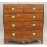 A 19th century mahogany bow front chest of drawers. 107 cm wide.