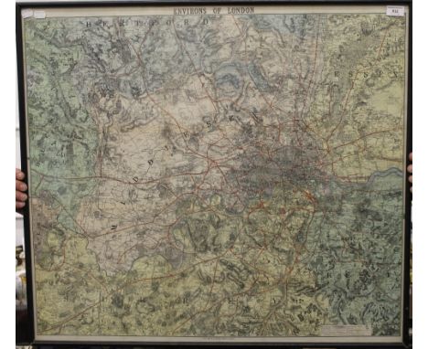 A large vintage map of London, framed and glazed. 84 x 75 cm.