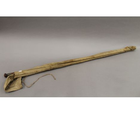 A vintage spilt cane fishing rod by B Little &amp; Co. 