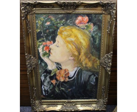 TOM M SPENCER (20th century) British, Portrait of Ellen Terry, oil and a Portrait of The Three Daughters of Edward VII, oil. 