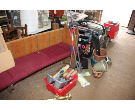 A mop; fork; broom; coat hangers etc.