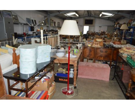 A standard lamp and shade 