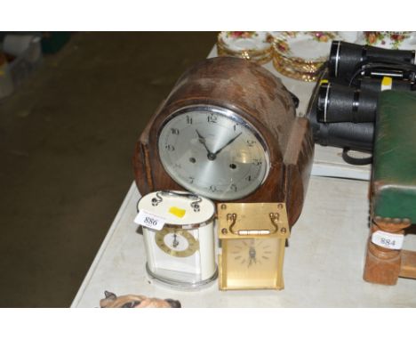 An Enfield two hole mantel clock together with two other mantel clocks