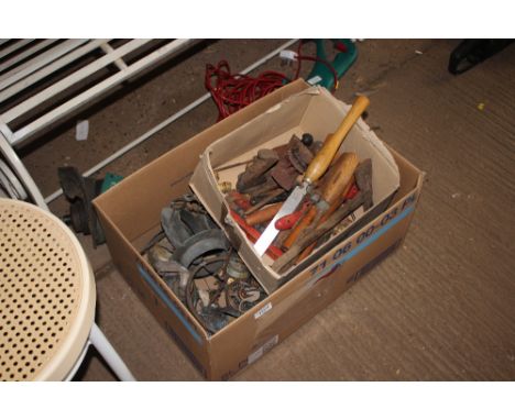 Two boxes of various hand tools