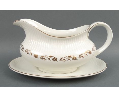 A Royal Doulton porcelain part dinner and tea service decorated in the 'Fairfax' pattern, comprising; pair of vegetable turee