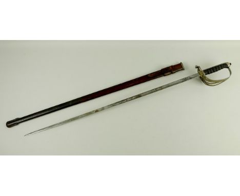 A Wilkinson, pre-WWI, Grenadier Guard sword by Army & Navy, steel grip bearing cypher, wirebound fish skin grip, single edge 