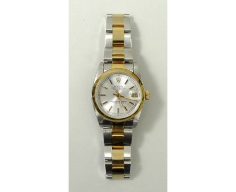 A Rolex gentleman's Oyster Perpetual Datejust stainless steel bi colour bracelet watch, Superlative Chronometer Officially Ce