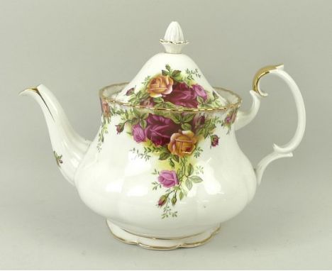 A Royal Albert porcelain part dinner and tea service decorated in the 'Old Country Roses' pattern, some seconds, comprising; 